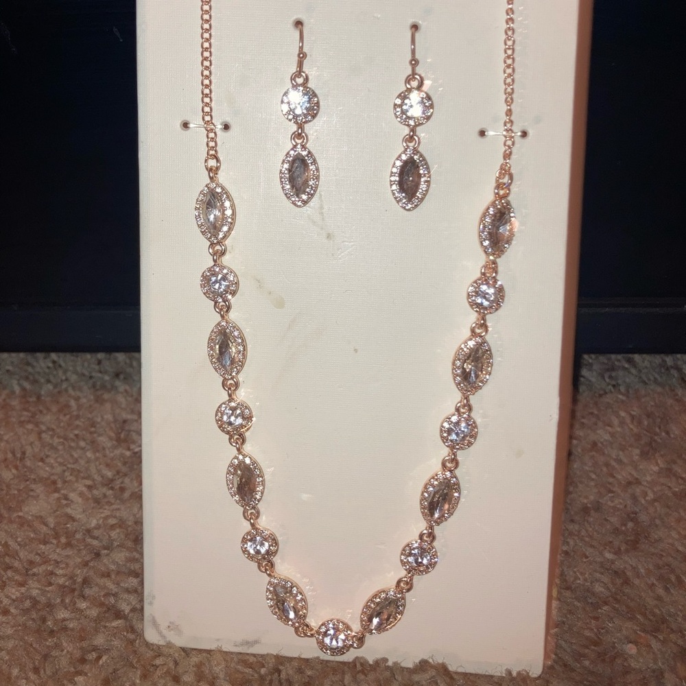 I Am brand necklace and earrings set zirconia